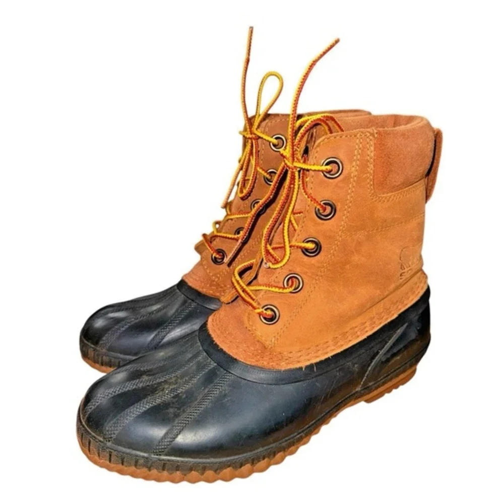 Sorel Cheyanne‎ II Lace Duck Boot Women 6 Pre-Owned Winter Tan Waterproof Suede
